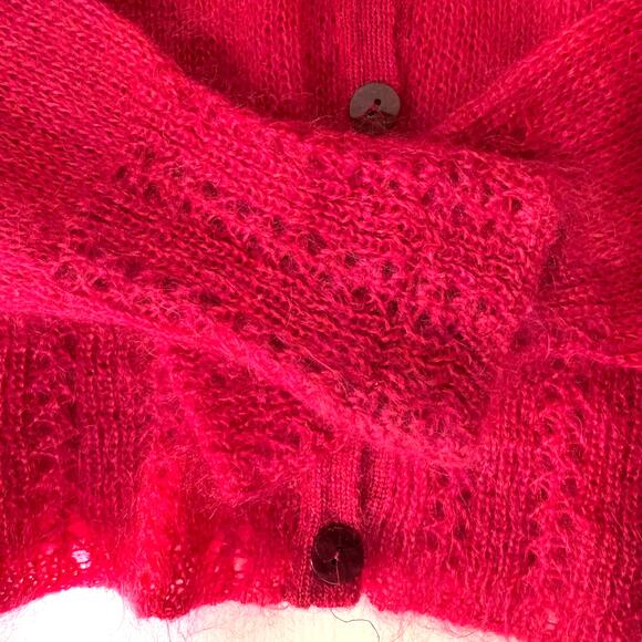 Vtg LAURA ASHLEY Cardigan Women's M Mohair Lace Coquette Cottagecore Fairycore - Picture 5 of 11